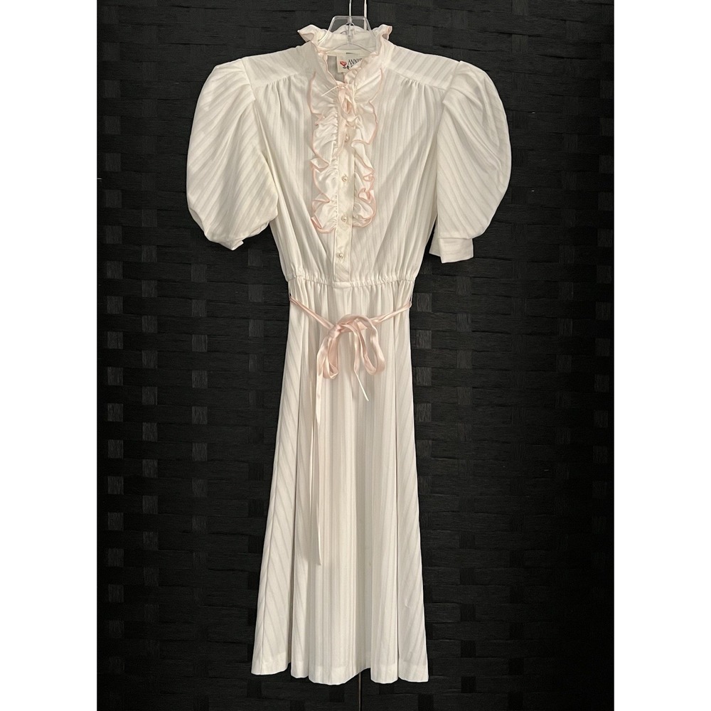 Vintage Women's Annie Rose White Dress Ruffles Sz 3 Good to Very Good Condition!